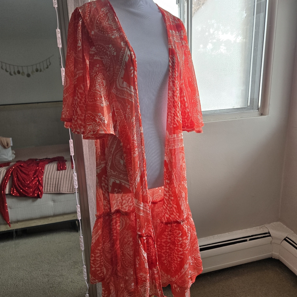 Abound Red Sheer Tunic Top - Picture 3 of 7